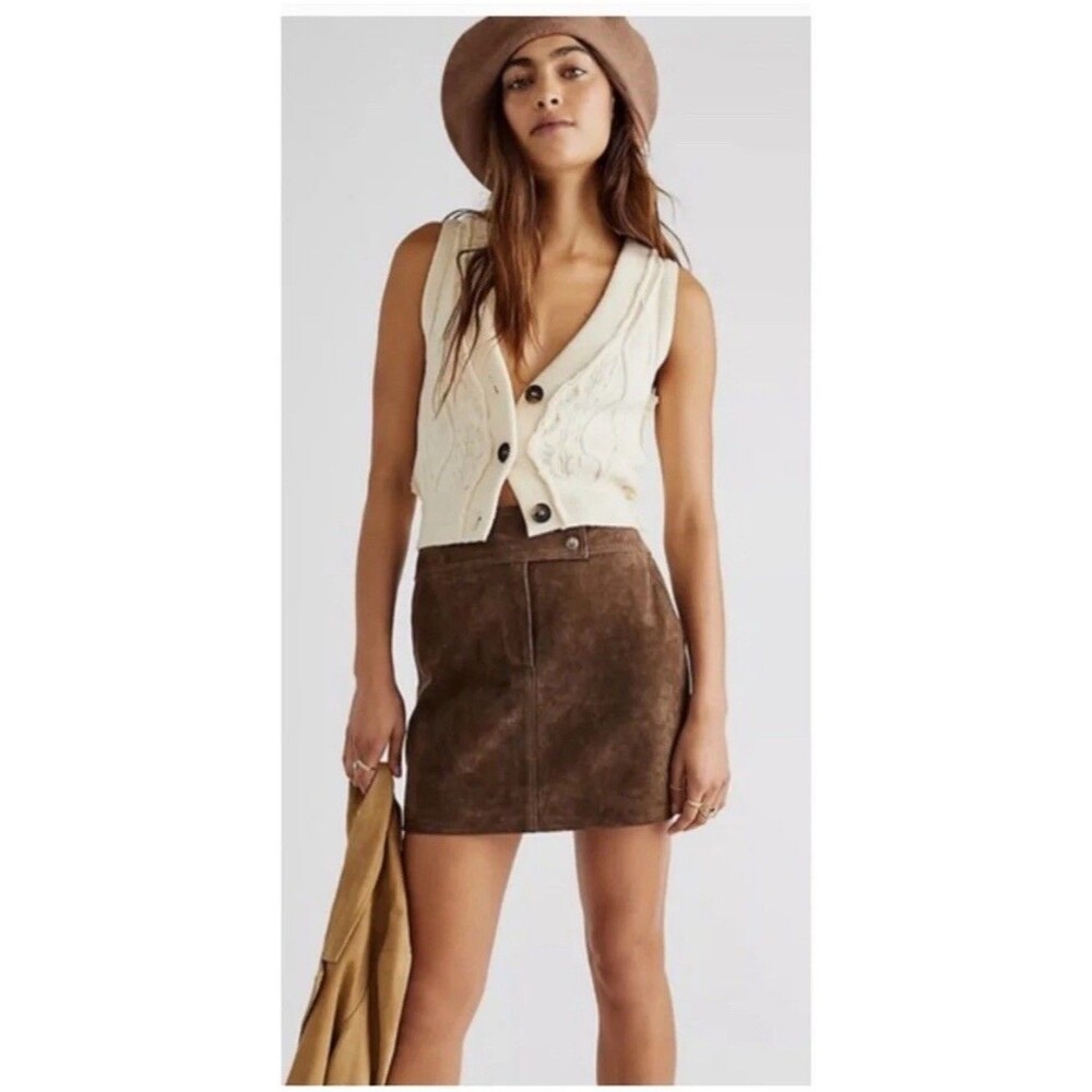 Blank NYC Leather Suede Brown  Mini Skirt Women's 27/4